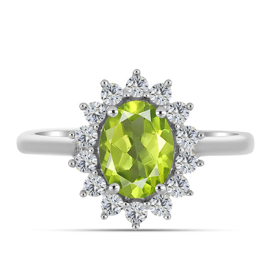 Anillo de Plata con Peridoto de Changbai y Topacio Blanco