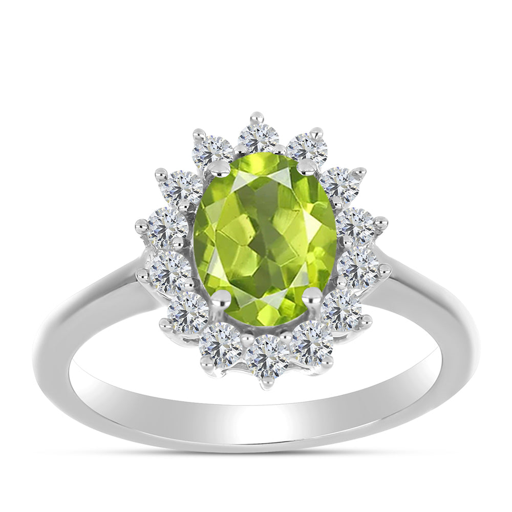 Anillo de Plata con Peridoto de Changbai y Topacio Blanco 3 