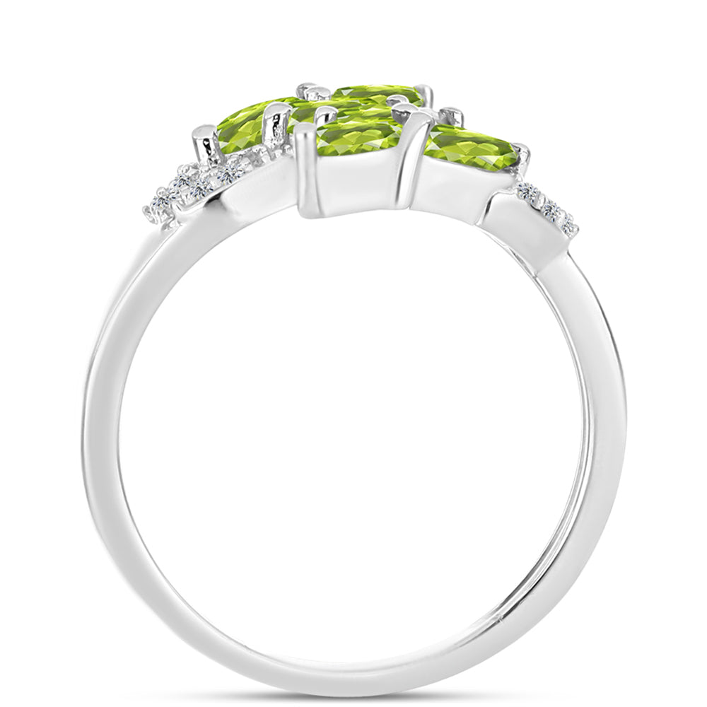 Anillo de Plata con Peridoto de Changbai y Topacio Blanco 2 