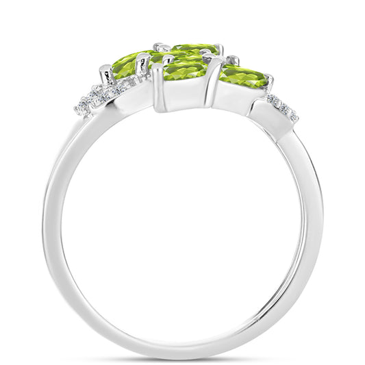 Anillo de Plata con Peridoto de Changbai y Topacio Blanco