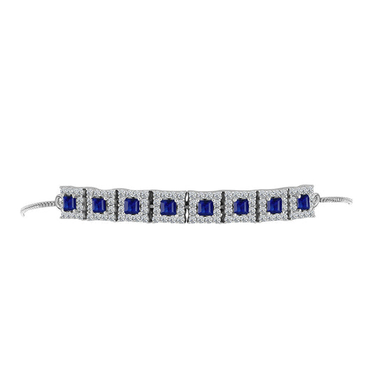Pulsera de Plata con Zafiro Azul Australiano y Topacio Blanco