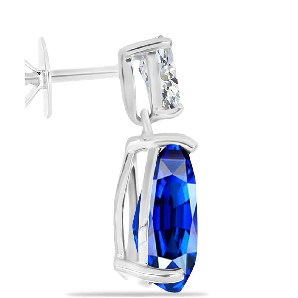 Pendientes de Plata con Zafiro Azul Australiano y Topacio Blanco 2 