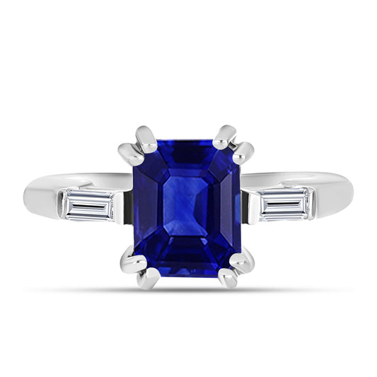 Anillo de Plata con Zafiro Azul Australiano y Topacio Blanco