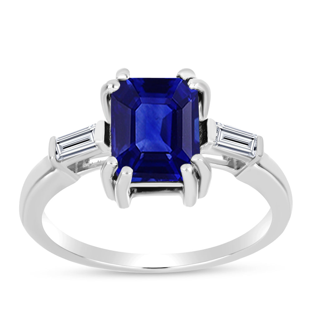 Anillo de Plata con Zafiro Azul Australiano y Topacio Blanco