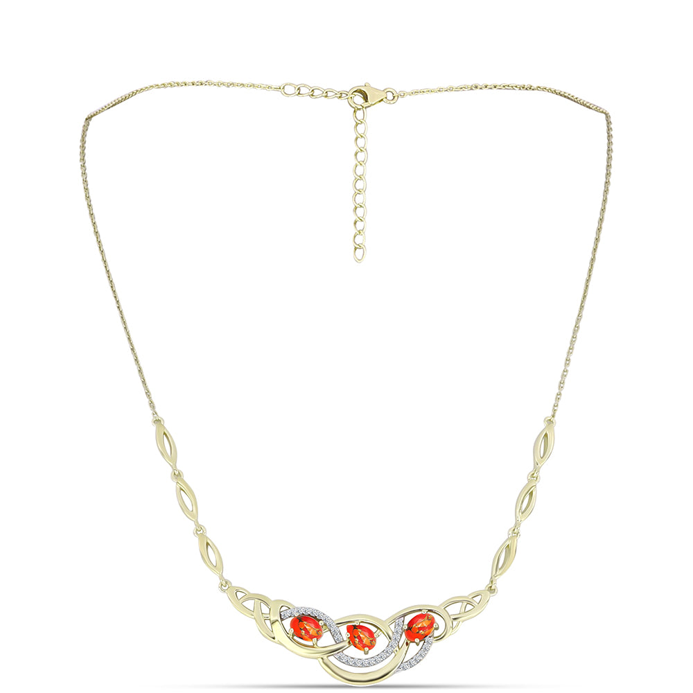 Collar de Plata Bañada en Oro con Turquesa de Mohave y Topacio Blanco 1 