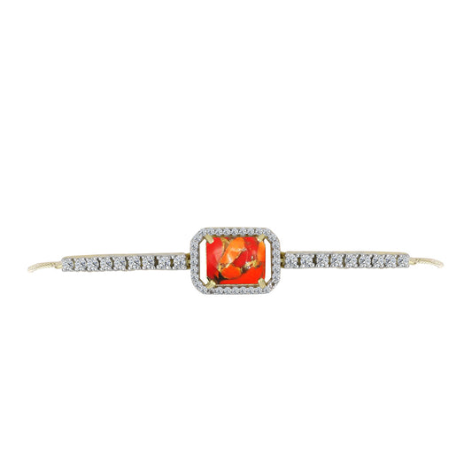 Pulsera de Plata Bañada en Oro con Turquesa de Mohave y Topacio Blanco
