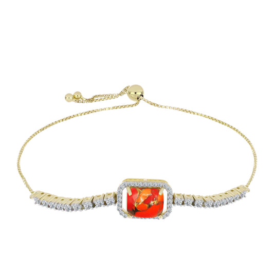 Pulsera de Plata Bañada en Oro con Turquesa de Mohave y Topacio Blanco