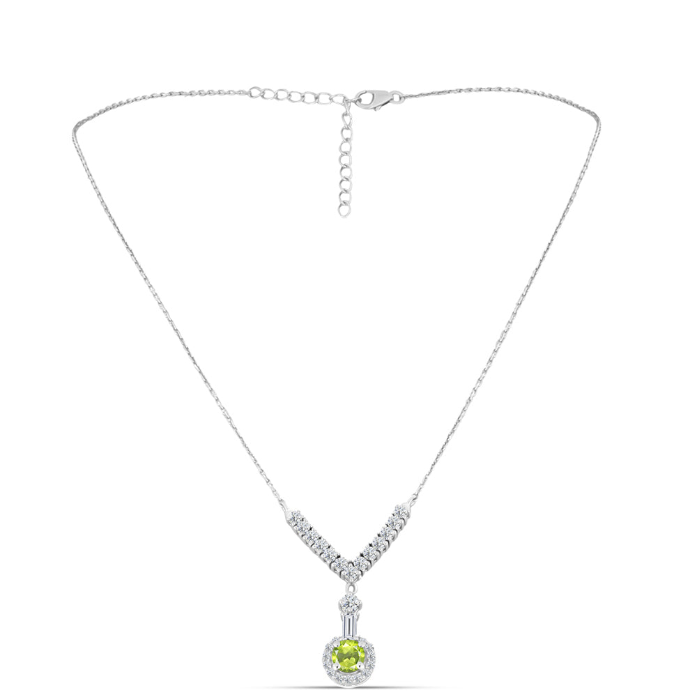 Collar de Plata con Peridoto de Changbai y Topacio Blanco 1 