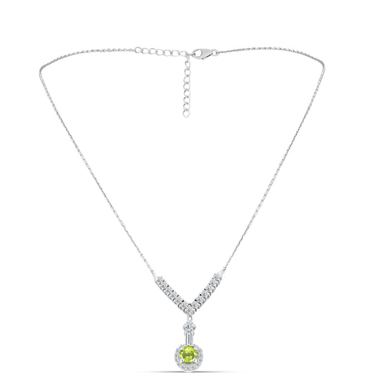 Collar de Plata con Peridoto de Changbai y Topacio Blanco