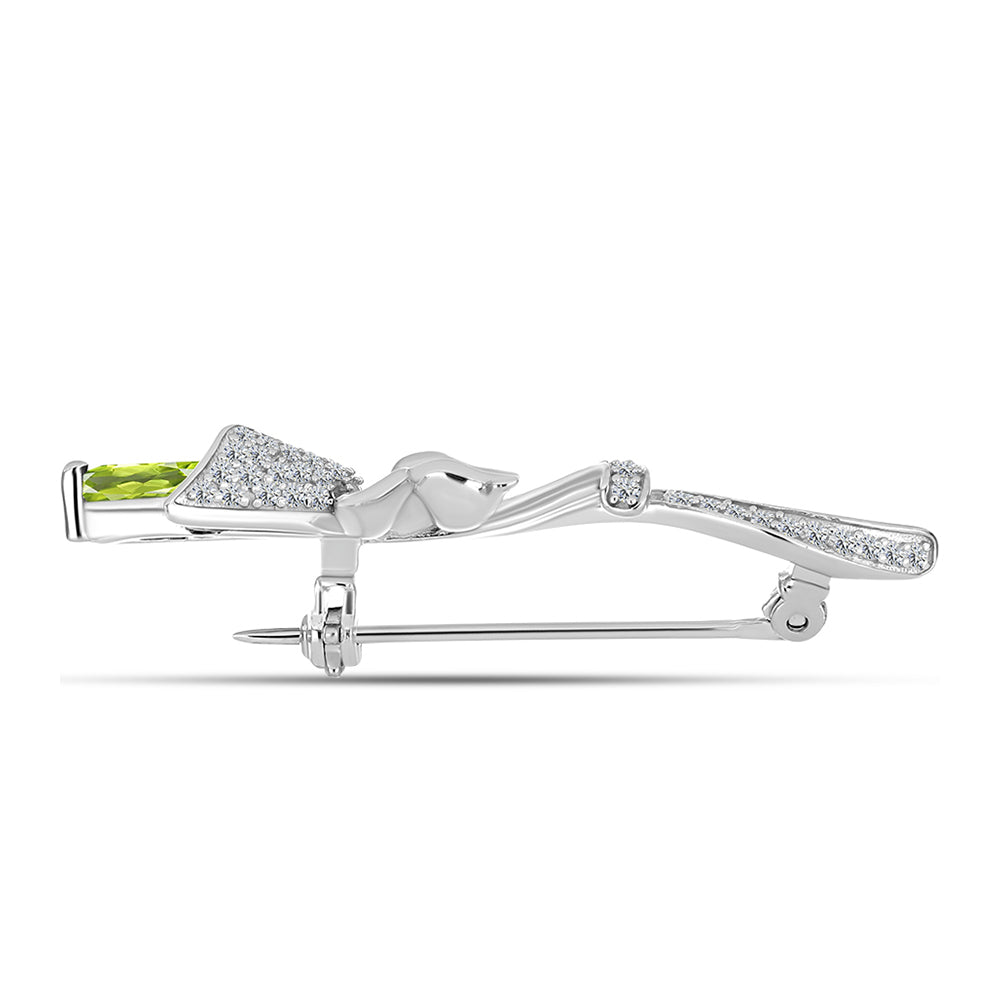Broche de Plata con Peridoto de Changbai y Topacio Blanco 2 