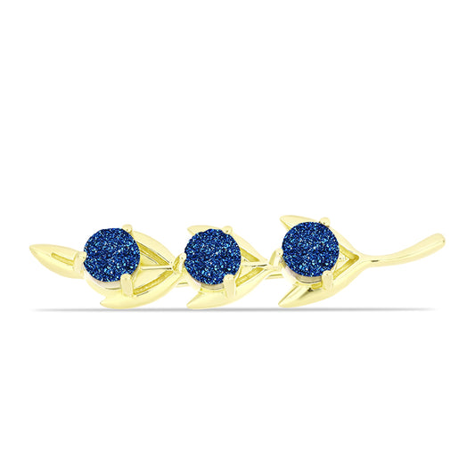 Broche de Plata Bañada en Oro con Drusa Azul
