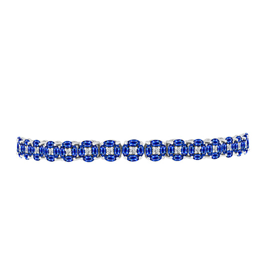Pulsera de Plata con Zafiro Azul Australiano y Topacio Blanco