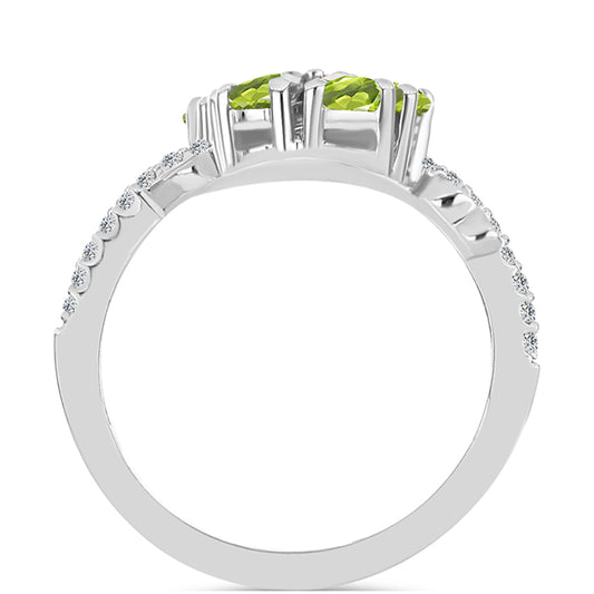 Anillo de Plata con Peridoto de Changbai y Topacio Blanco