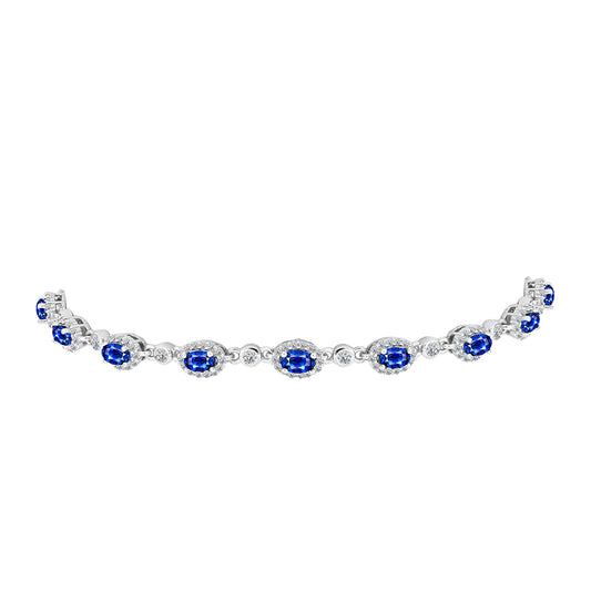 Pulsera de Plata con Zafiro Azul Australiano y Topacio Blanco