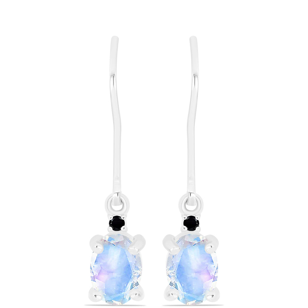 Pendientes de Plata con Zafiro Azul Australiano y Piedra Lunar Arco Iris 1 