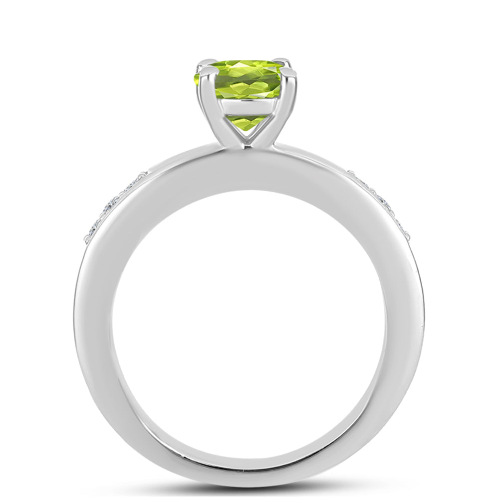 Anillo de Plata con Peridoto de Changbai y Topacio Blanco