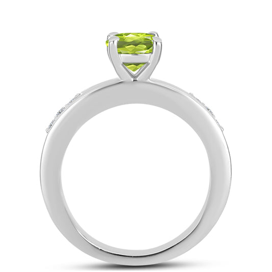 Anillo de Plata con Peridoto de Changbai y Topacio Blanco