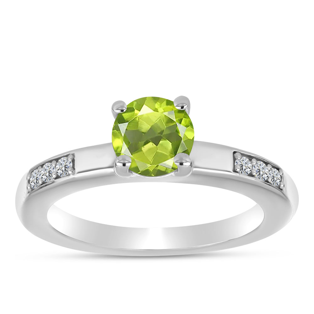 Anillo de Plata con Peridoto de Changbai y Topacio Blanco 3 