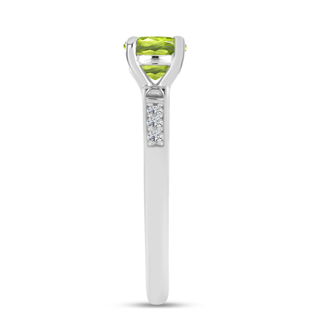 Anillo de Plata con Peridoto de Changbai y Topacio Blanco 4 