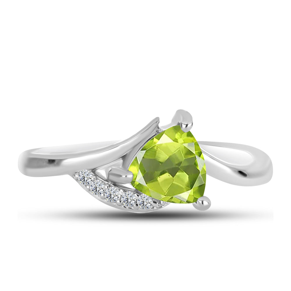 Anillo de Plata con Peridoto de Changbai y Topacio Blanco