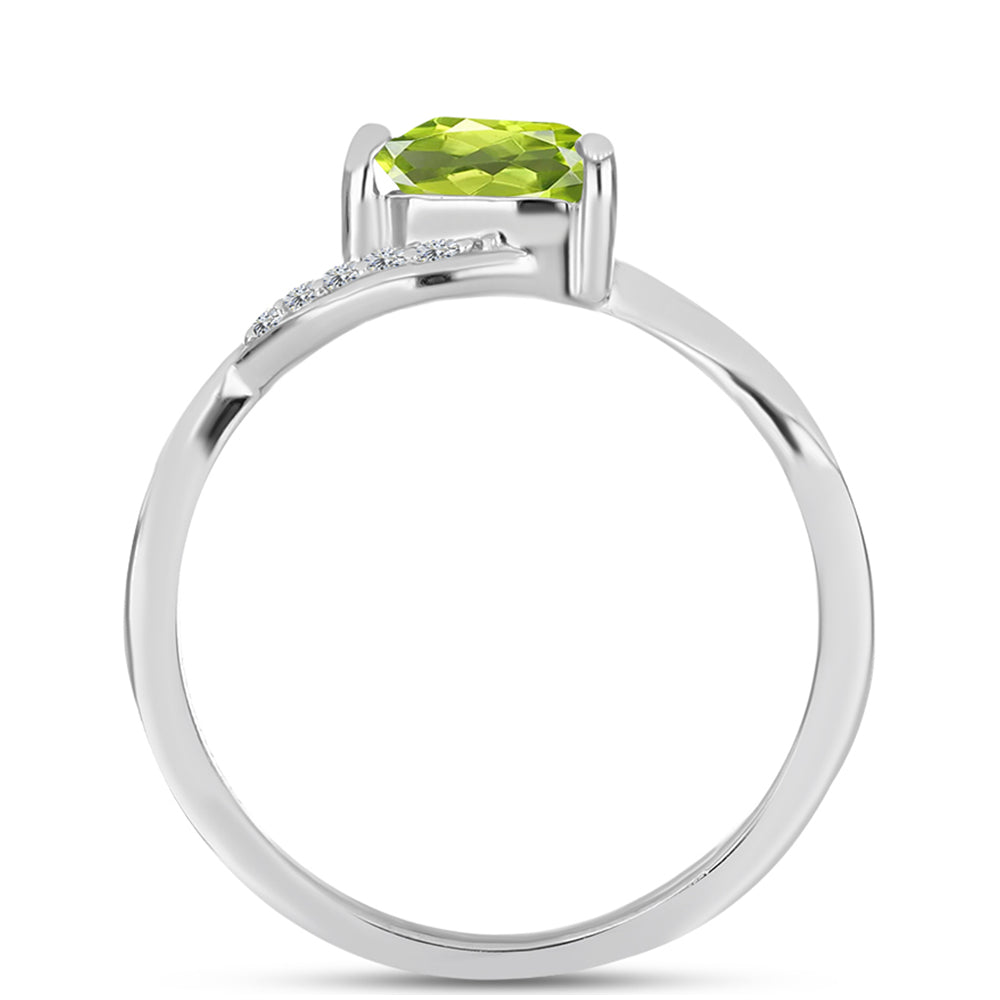 Anillo de Plata con Peridoto de Changbai y Topacio Blanco