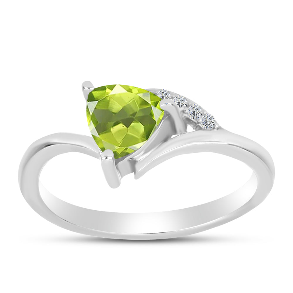 Anillo de Plata con Peridoto de Changbai y Topacio Blanco