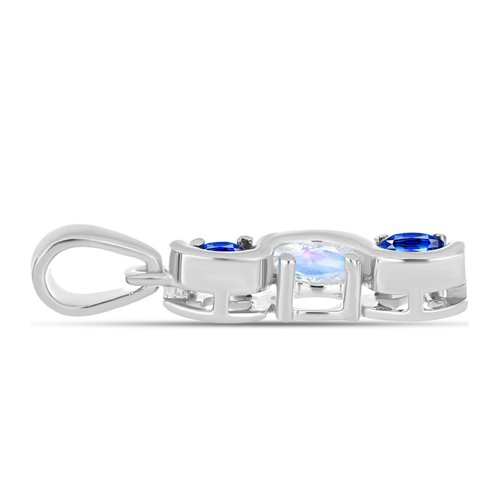 Colgante de Plata con Zafiro Azul Australiano y Piedra Lunar Arco Iris 2 