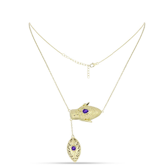Collar de Plata Bañada en Oro con Amatista de Marruecos