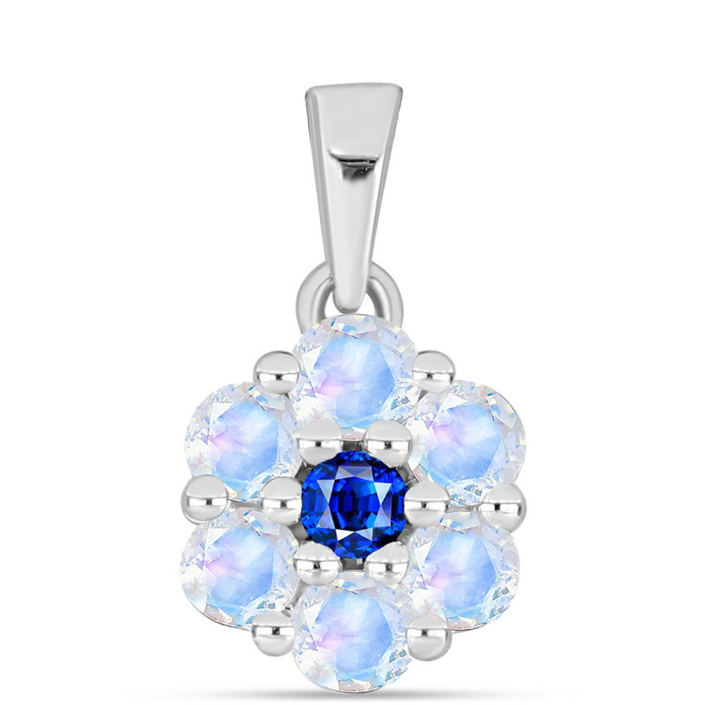 Colgante de Plata con Zafiro Azul Australiano y Piedra Lunar Arco Iris 1 