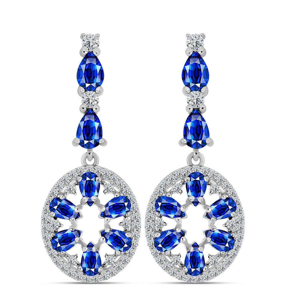 Pendientes de Plata con Zafiro Azul Australiano y Topacio Blanco