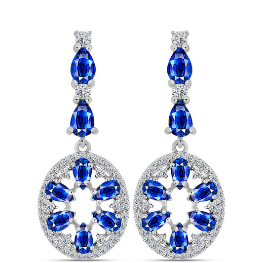 Pendientes de Plata con Zafiro Azul Australiano y Topacio Blanco