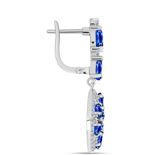 Pendientes de Plata con Zafiro Azul Australiano y Topacio Blanco