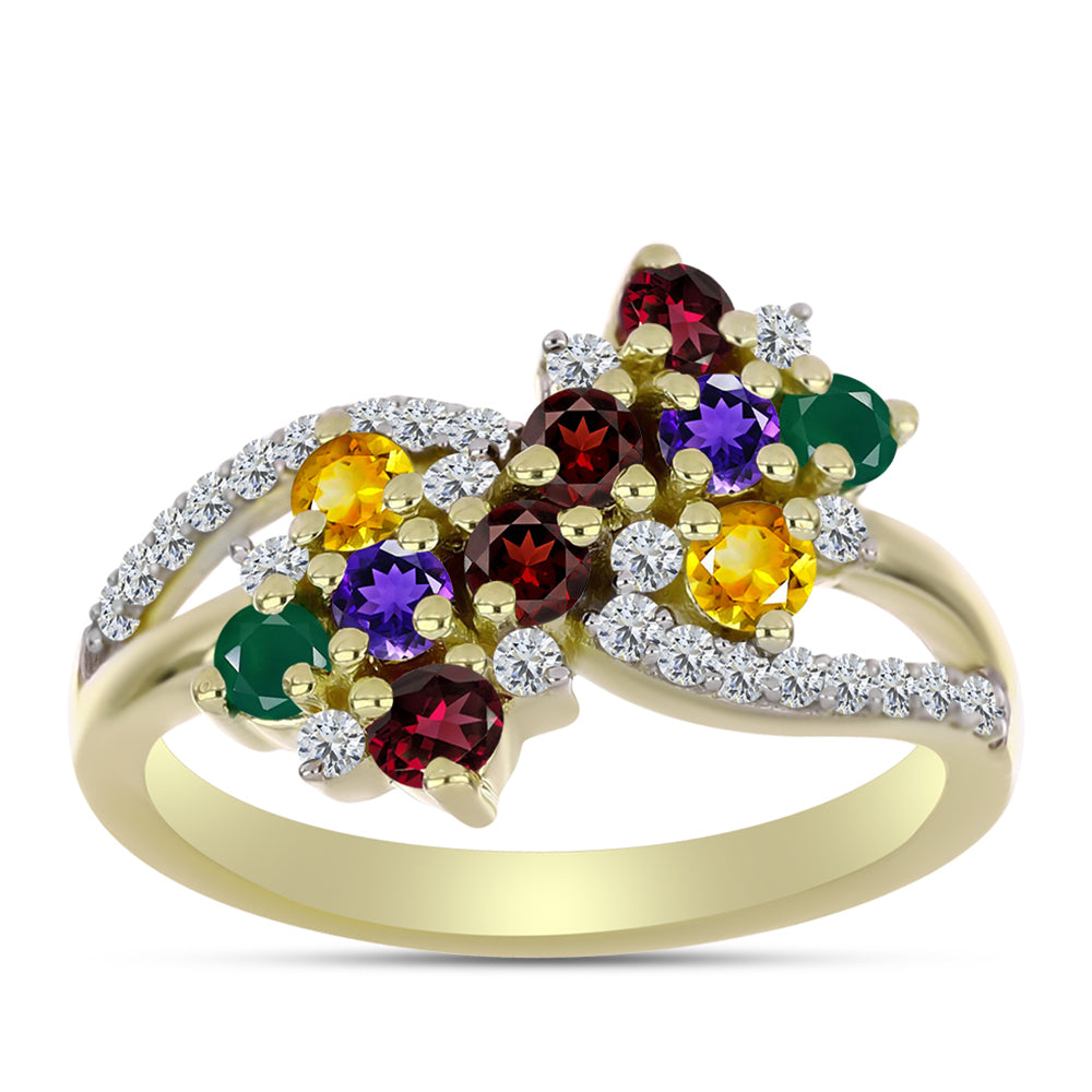 Anillo de Plata Bañada en Oro con Amatista de Marruecos y Citrino de los Montes Urales 3 