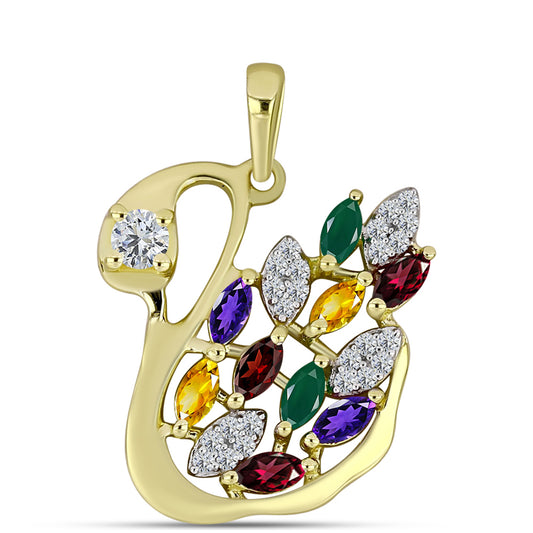 Colgante de Plata Bañada en Oro con Amatista de Marruecos y Topacio Blanco