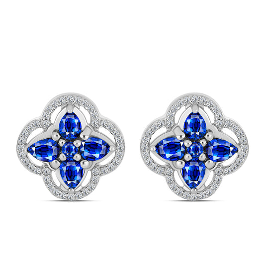Pendientes de Plata con Zafiro Azul Australiano y Topacio Blanco