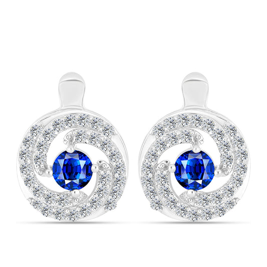Pendientes de Plata con Zafiro Azul Australiano y Topacio Blanco