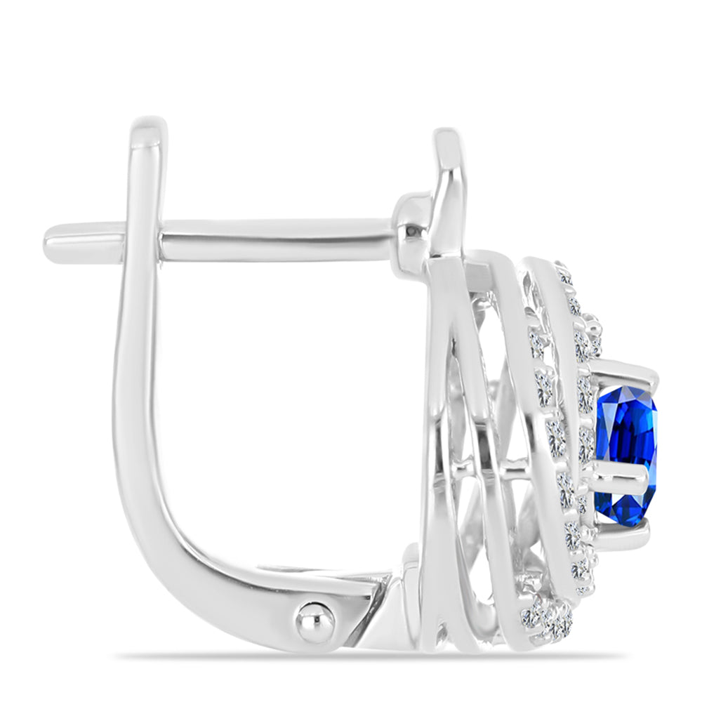 Pendientes de Plata con Zafiro Azul Australiano y Topacio Blanco 2 