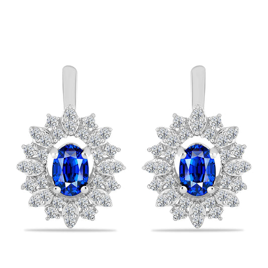 Pendientes de Plata con Zafiro Azul Australiano y Topacio Blanco