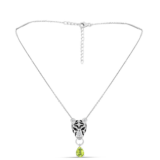 Collar de Plata con Peridoto de Changbai y Espinela Negra