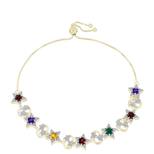 Pulsera de Plata Bañada en Oro con Amatista de Marruecos y Citrino de los Montes Urales