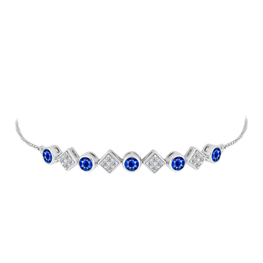 Pulsera de Plata con Zafiro Azul Australiano y Topacio Blanco