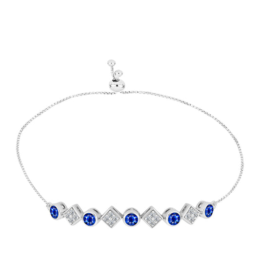 Pulsera de Plata con Zafiro Azul Australiano y Topacio Blanco