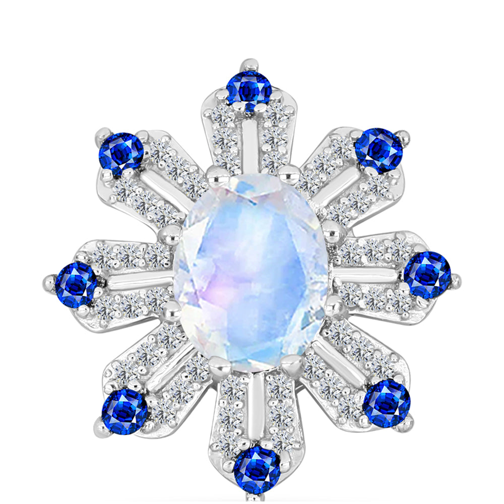 Colgante de Plata con Zafiro Azul Australiano y Piedra Lunar Arco Iris 1 