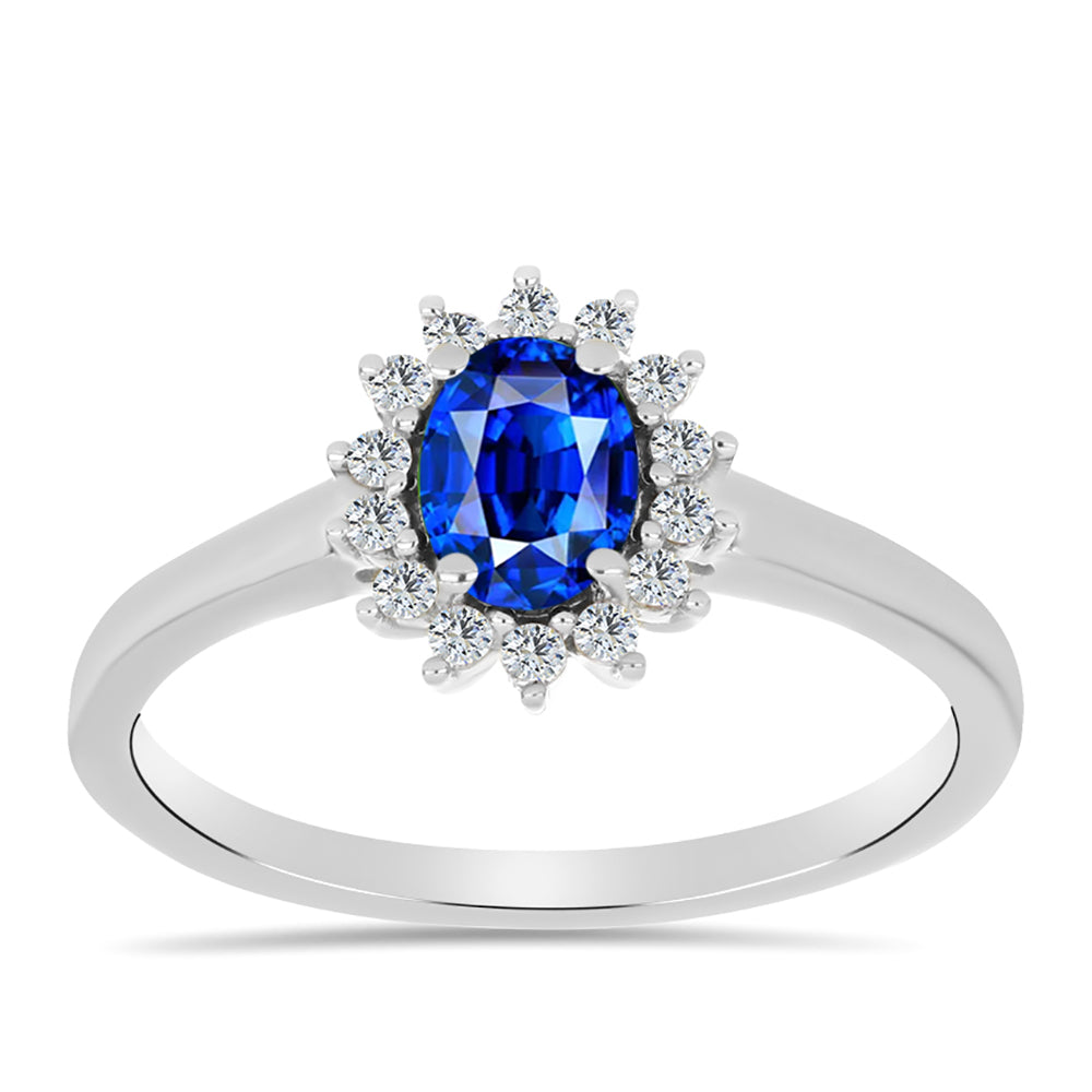 Anillo de Plata con Zafiro Azul Australiano y Topacio Blanco 3 