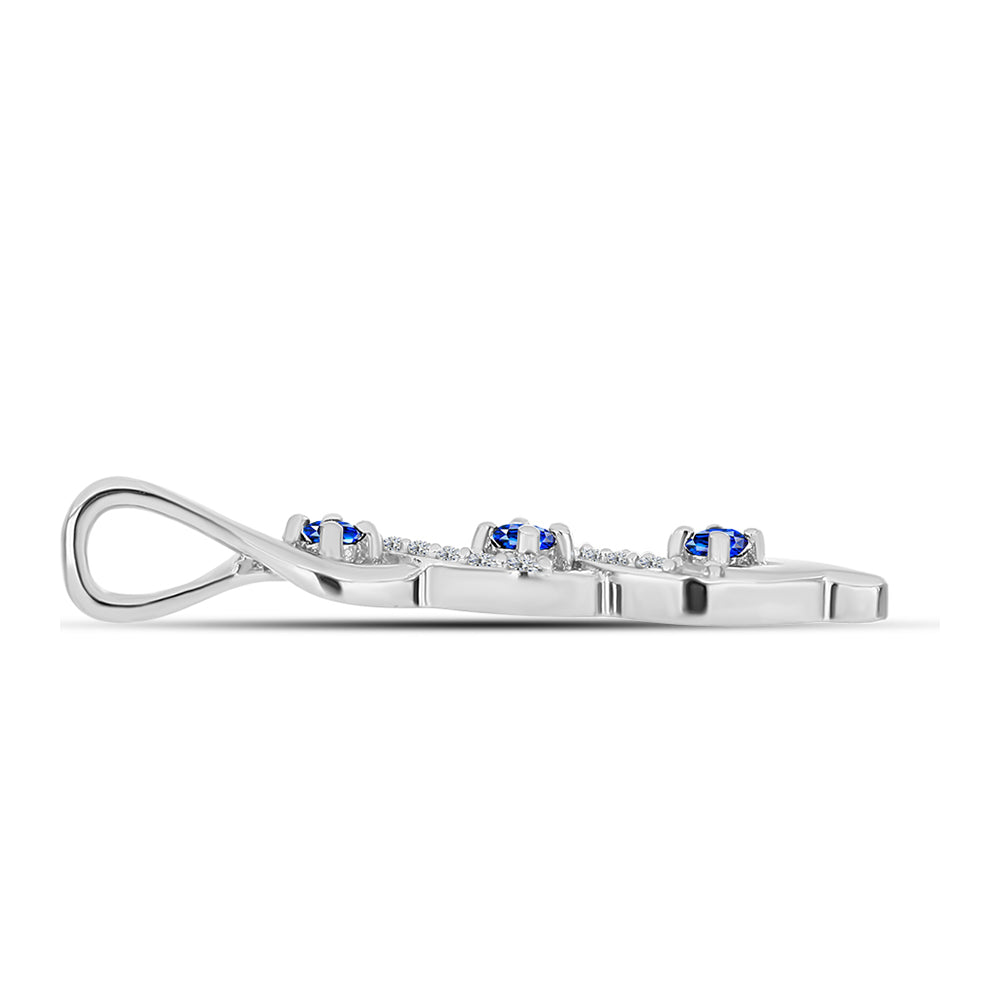 Colgante de Plata con Zafiro Azul Australiano y Topacio Blanco 2 