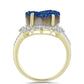 Anillo de Plata Bañada en Oro con Drusa Azul y Topacio Blanco