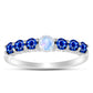 Anillo de Plata con Zafiro Azul Australiano y Piedra Lunar Arco Iris