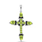 Cruz Colgante de Plata con Peridoto de Changbai y Topacio Blanco