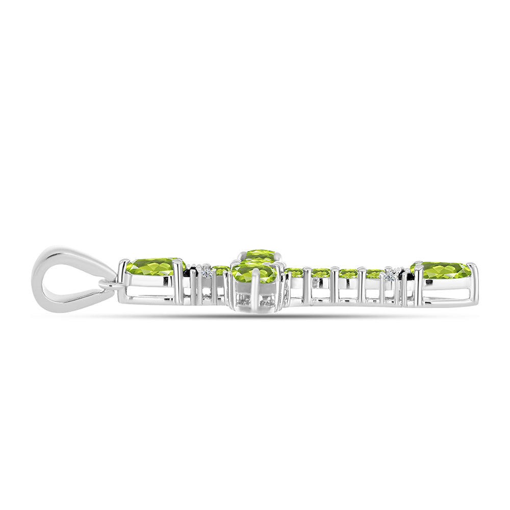 Cruz Colgante de Plata con Peridoto de Changbai y Topacio Blanco 2 
