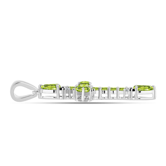 Cruz Colgante de Plata con Peridoto de Changbai y Topacio Blanco